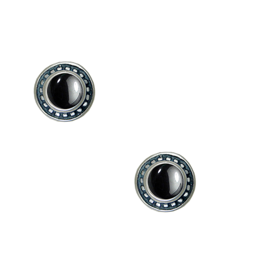 Sterling Silver Petite Hematite Post Stud Earrings